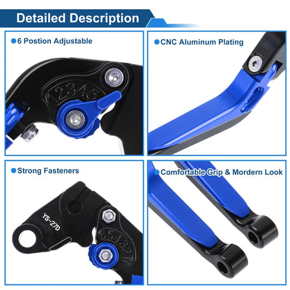 Brake Clutch Levers for Kawasaki ZX10R (2006–2015) Black Head Blue Handle 1 Pair