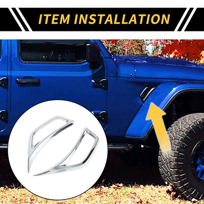 Fender Side Air Outlet Vent Cover for Jeep Wrangler JL JLU (2018–2023) Chrome