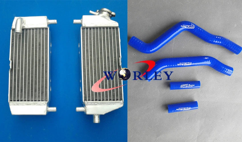 Aluminum Radiator with Green Hose for Kawasaki KX125 (2003–2008)