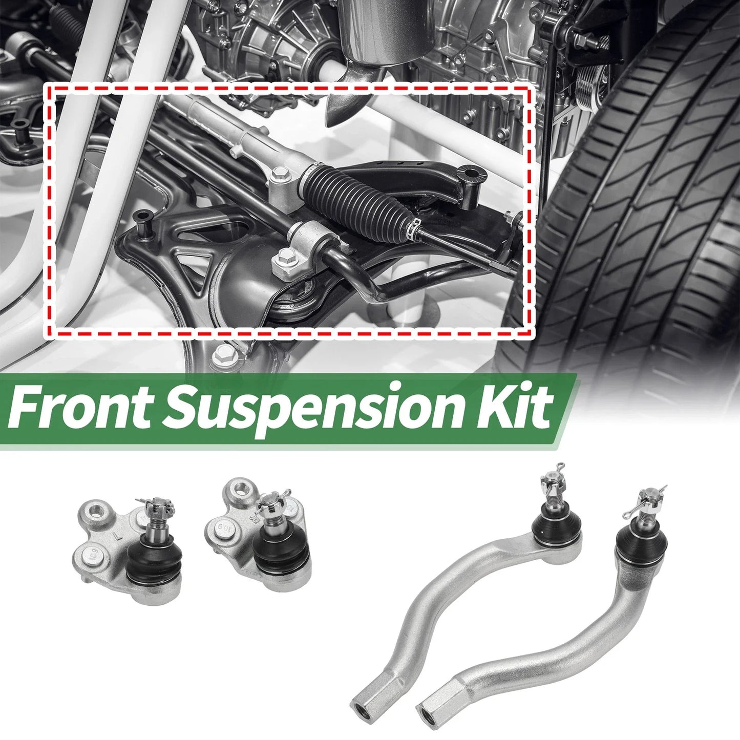 4 Pcs Front Suspension Kit Outer Tie Rod Ends Lower Ball Joints for Honda Civic (2006-2011)