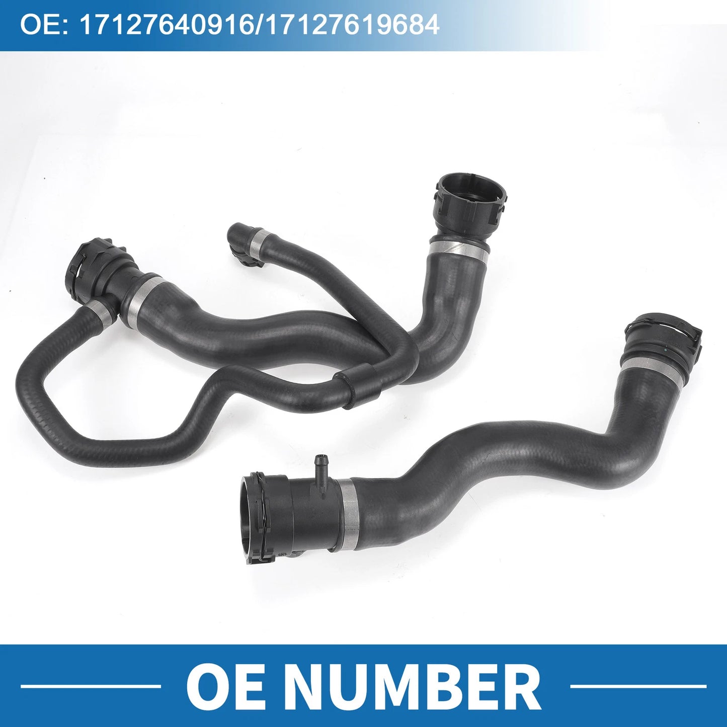 Set of 2 Engine Radiator Hoses for BMW 528i (2012–2016) No.17127640916 Rubber