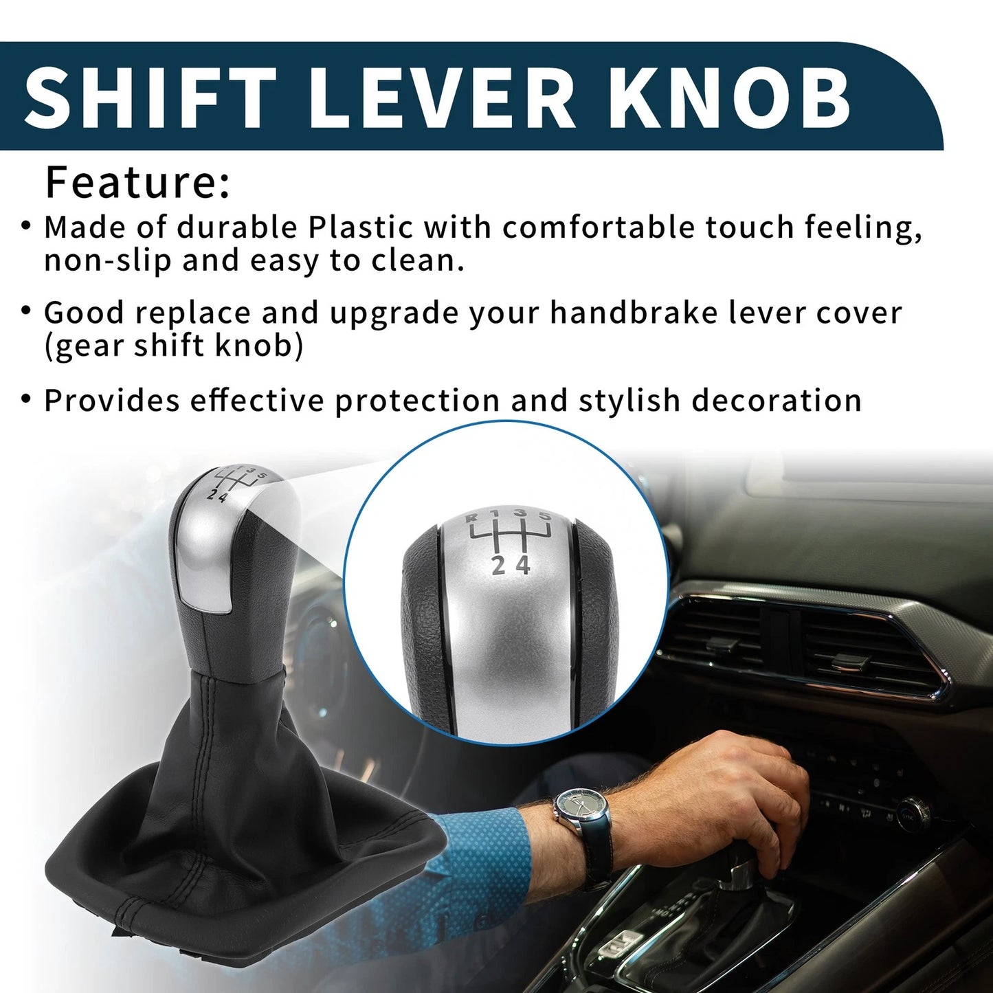 5 Speed Manual Gear Shifter Knob with Cover for Skoda Octavia (2004–2012)