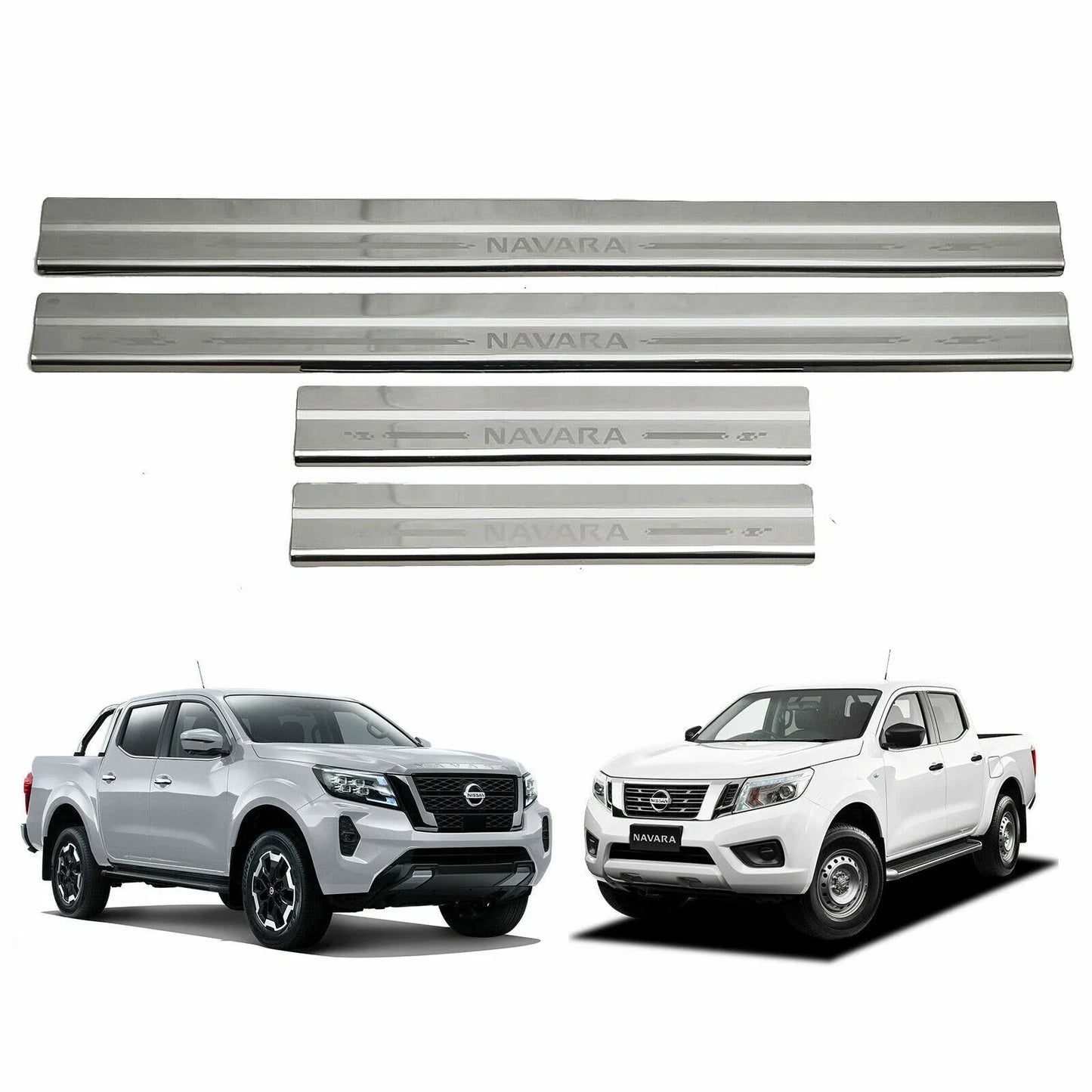 Chrome Stainless Scuff Plates 4 Doors for Nissan Navara D23 (2015-2022)