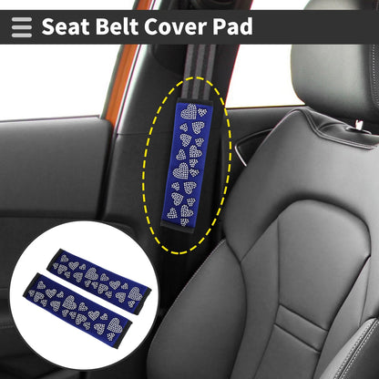 Set of 2 Blue Seat Belt Cover Pads for Universal Fit (23cm)