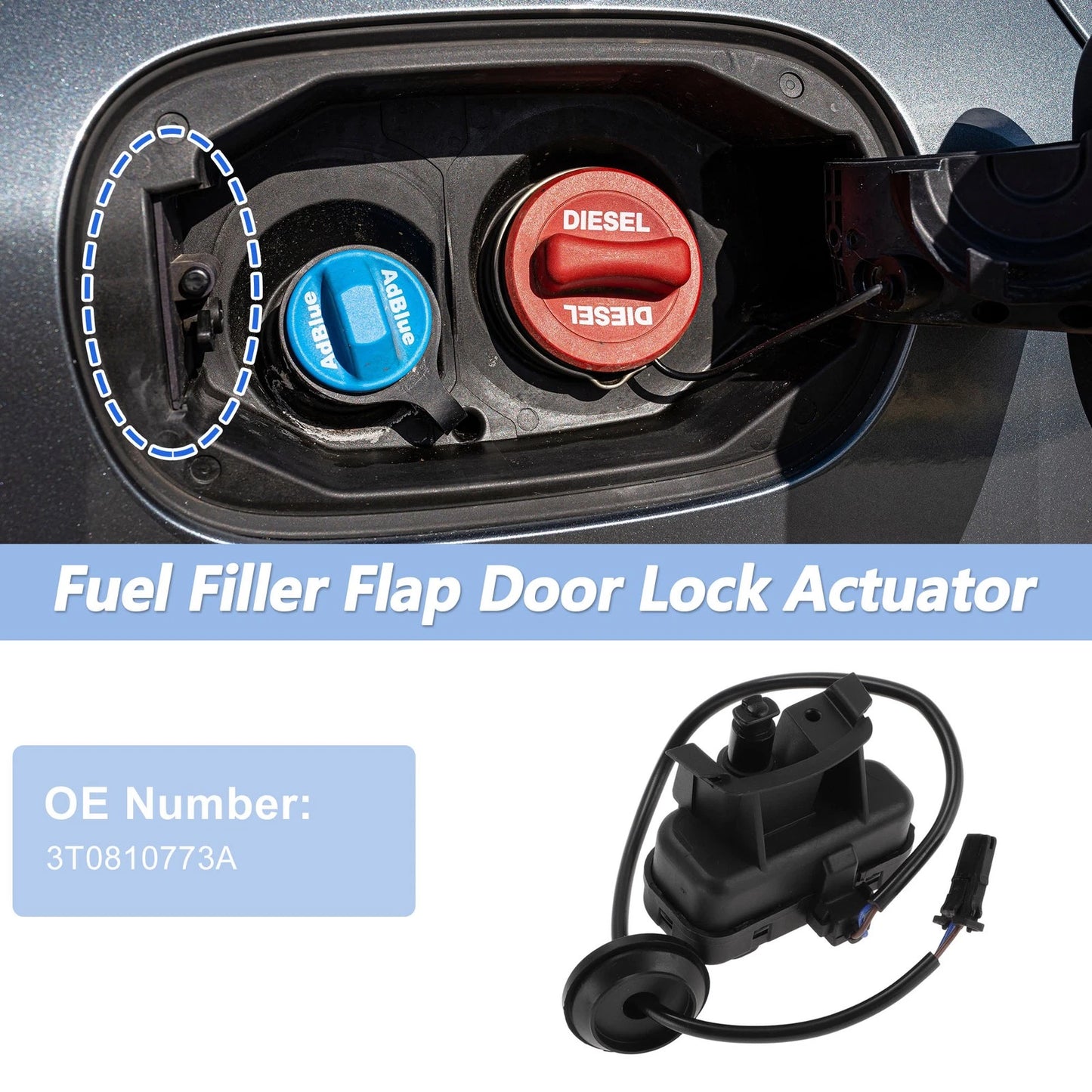 3T0810773A Fuel Filler Flap Door Latch Lock Actuator for Skoda Superb (2008–2015)