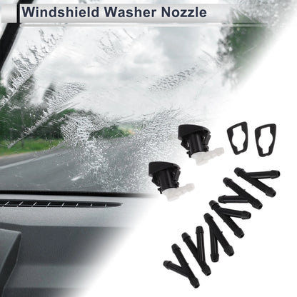 Set of 6 Windshield Washer Nozzles w/ Hose Connector for Jeep No. 68260443AA