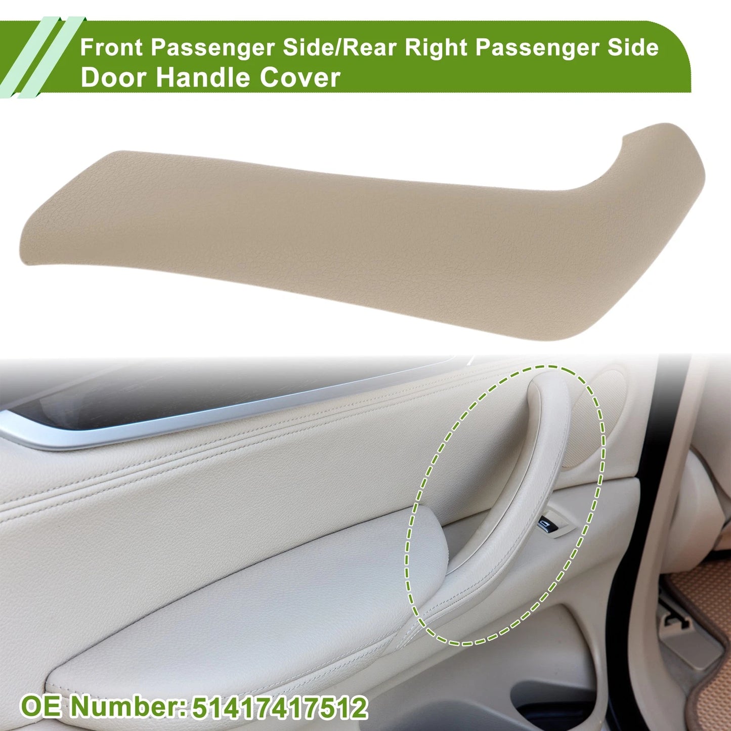 Door Panel Handle Pull Trim Cover for BMW X1 F48 F49 (2015–2020) No. 51417417512 Beige