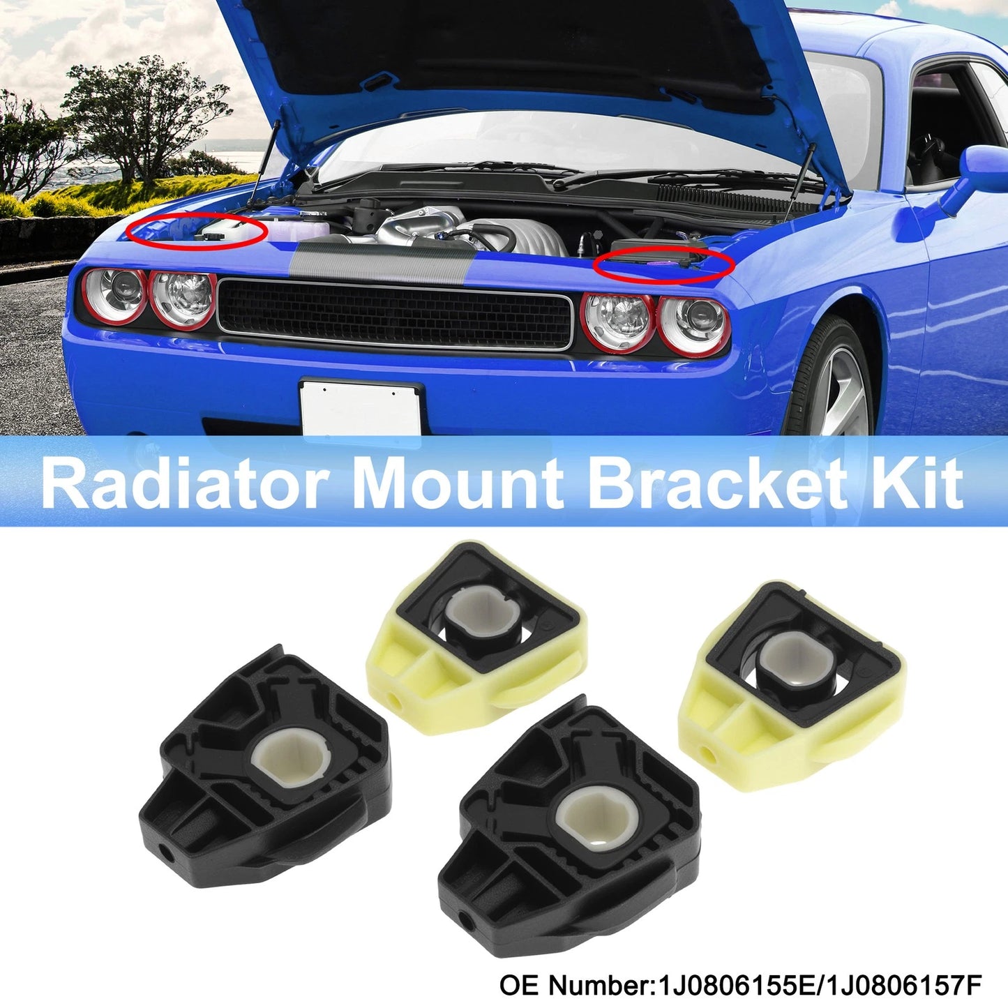 Set of 2 Upper/Lower Side Radiator Mounts for Audi A3 (1998–2003) 1J0806155E