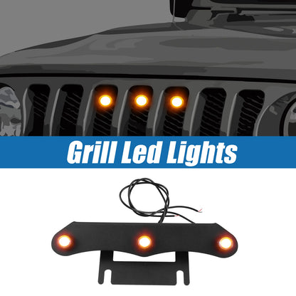 Front Grille LED Lights Set for Jeep Gladiator JT (2020–2023) Amber Black