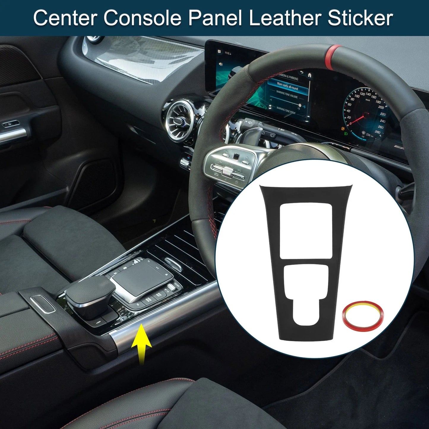 Center Console Panel Sticker for Mercedes-Benz GLA Class (2020-2021) Black Gray