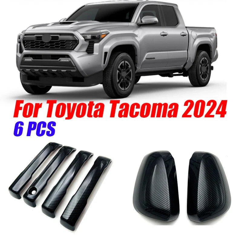 6PCS Carbon Fiber Side Mirror Cover Caps Trim for Toyota Tacoma (2024–2024)