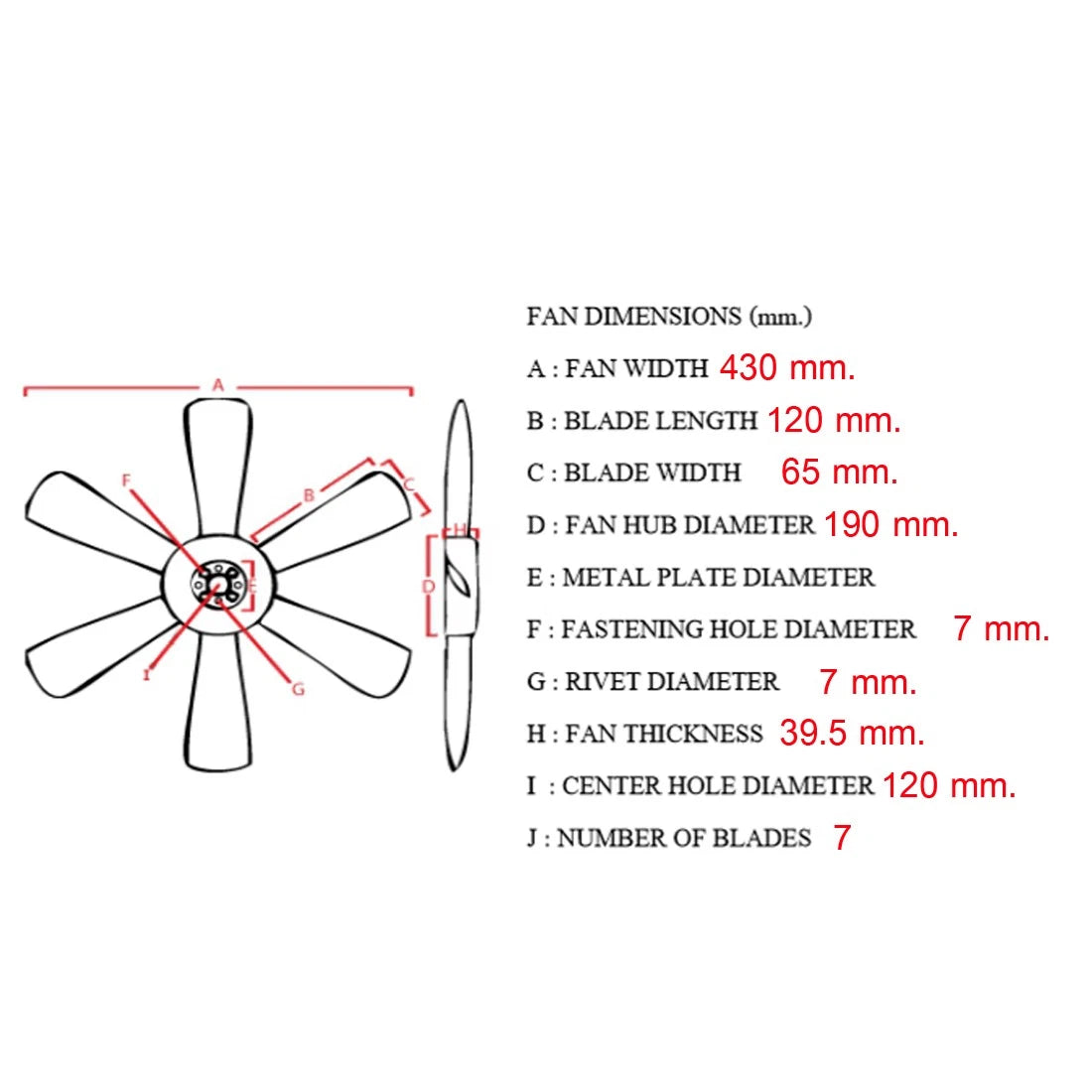Cooling Fan Blade for Toyota Hilux 4Runner (LN106 LN107 LN135)