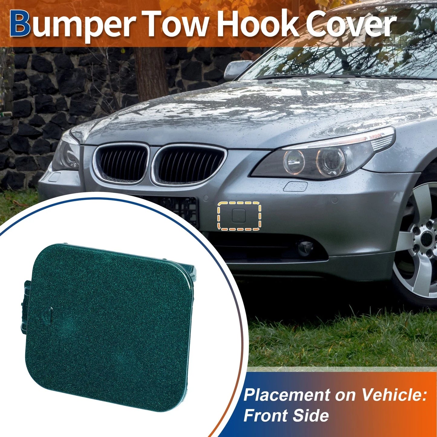 Front Tow Hook Cover for BMW 528i 535i Dark Green OEM