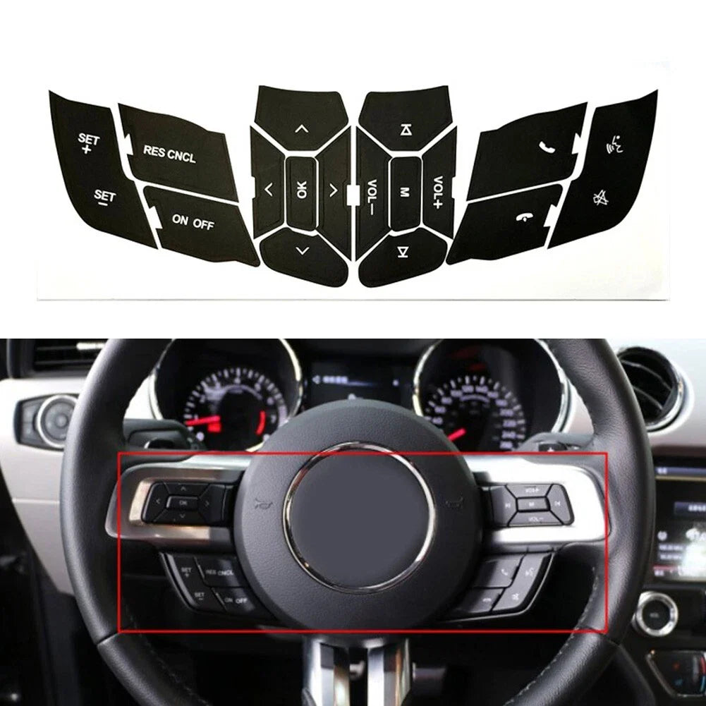 Steering Wheel Button Repair Decals Stickers for Mustang (2015–2018)
