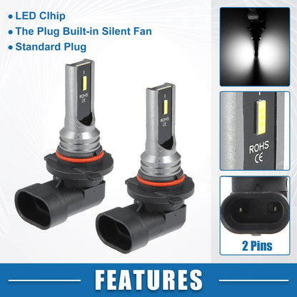 Set of 2 9006 LED Fog Light Bulbs CSP Chips for Auto Car