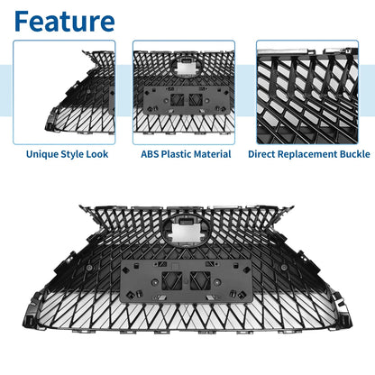 Front Hood Bumper Grille for Lexus ES350 2019-2021 Black Facelift Style