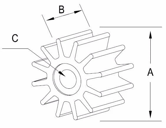 Flexible Impeller for Jabsco 1414 (Yanmar 128170-42070)