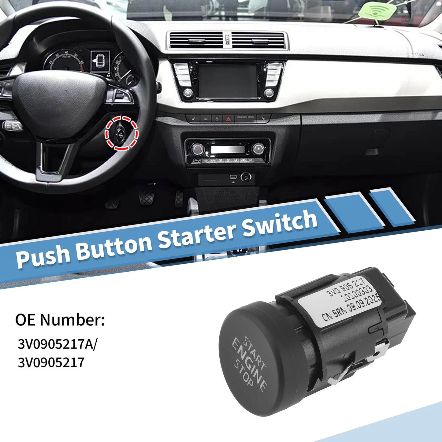 Engine Start Stop Button for Skoda Karoq (2018–2021) No. 3V0905217A/3V0905217
