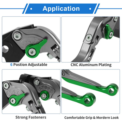 Adjustable Brake Clutch Levers for Yamaha YZF R1 (1999–2001) Titanium Green