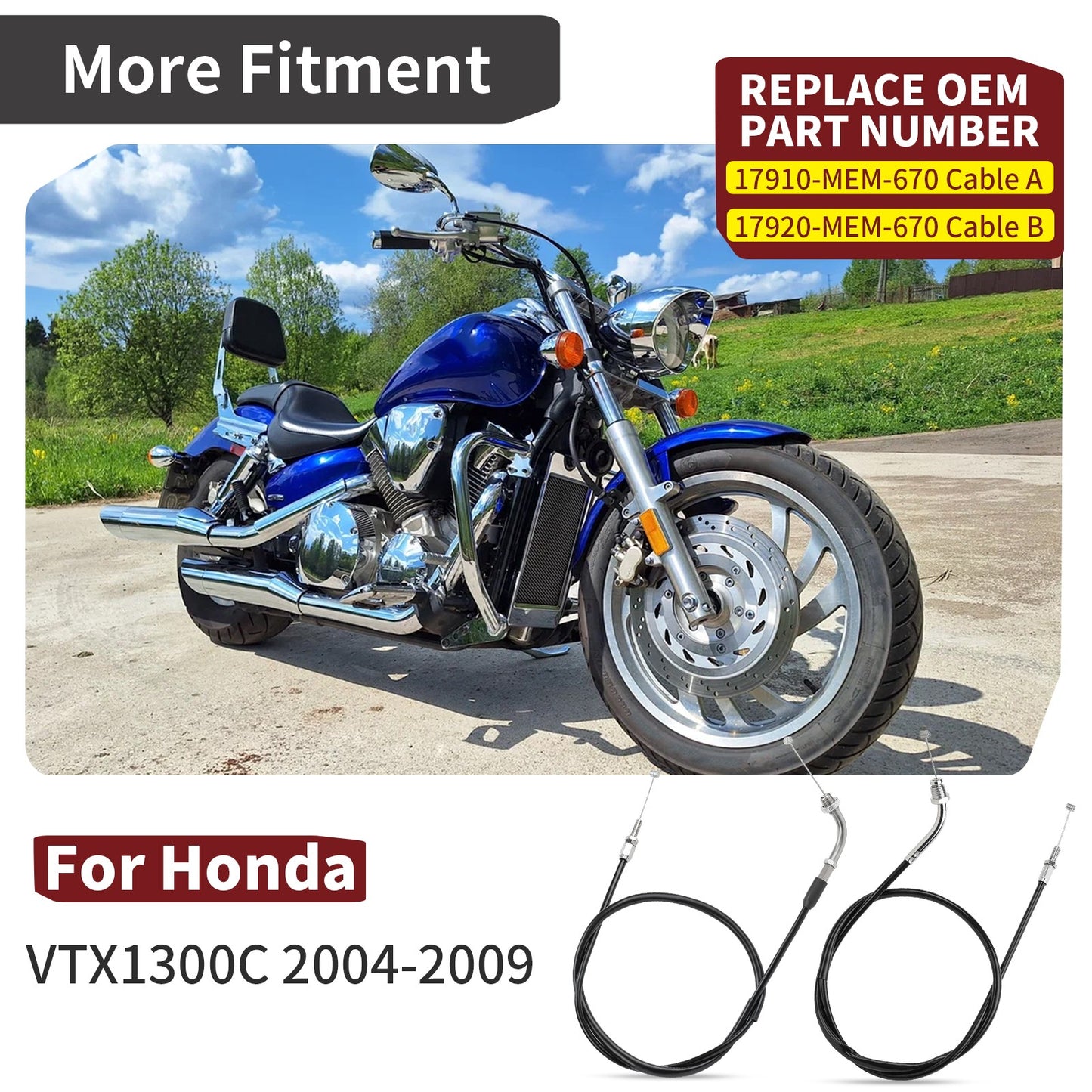 Throttle Cable Push & Pull Set for Honda VTX1300 (2004–2009)