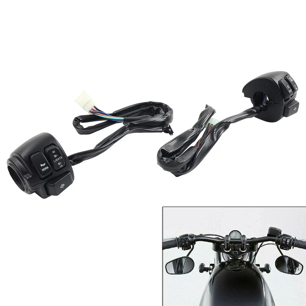 Black Motorcycle Handlebar Control Switches & Wiring Harness for Harley Dyna Vrod (2006-2017)
