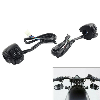 Black Motorcycle Handlebar Control Switches & Wiring Harness for Harley Dyna Vrod (2006-2017)