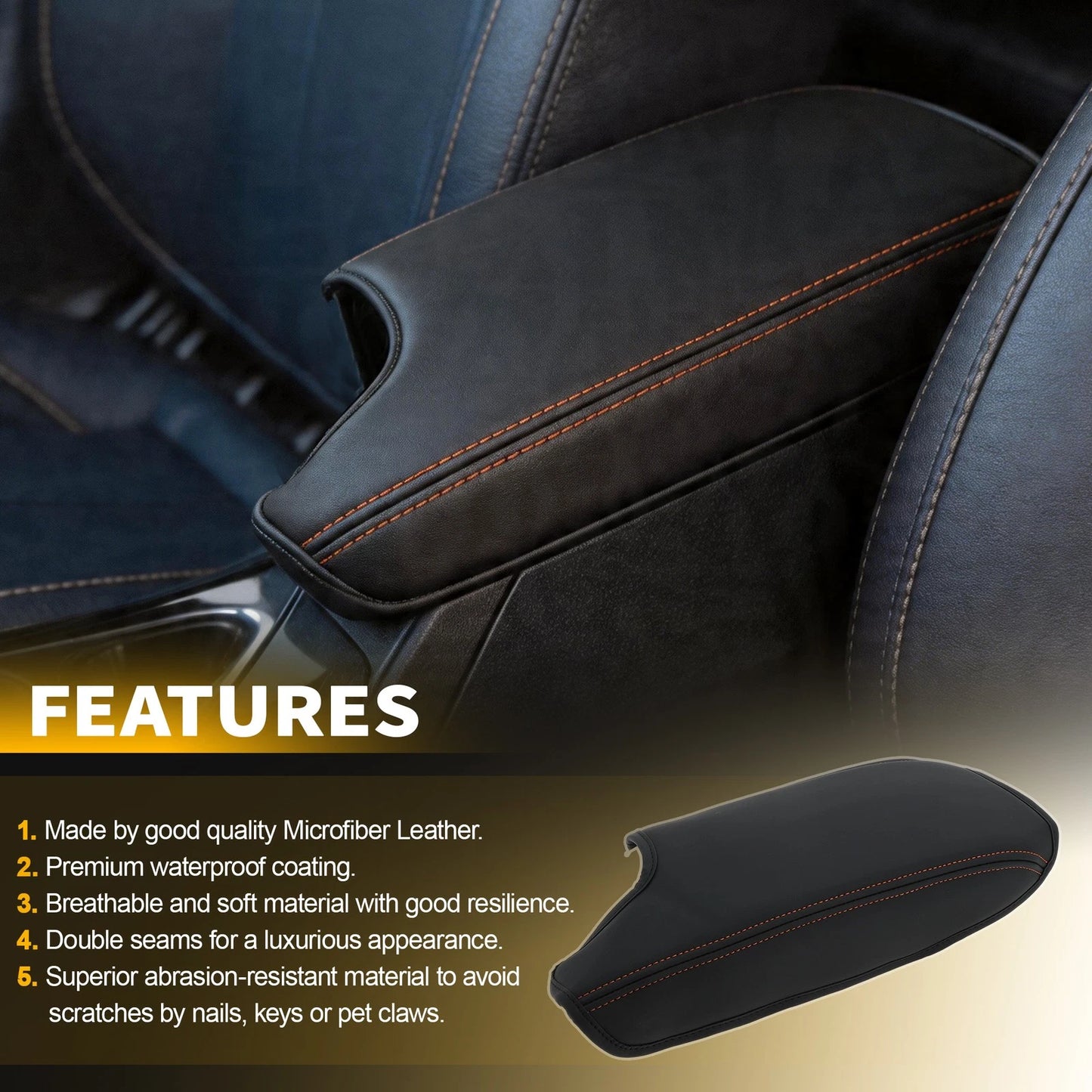 Leather Console Lid Armrest Cover for Subaru Crosstrek Impreza (2018–2022)