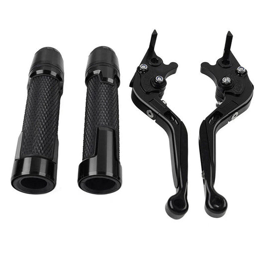 Black Extendable Brake Clutch Levers Grips Set for Suzuki DL1000 (2002-2023)