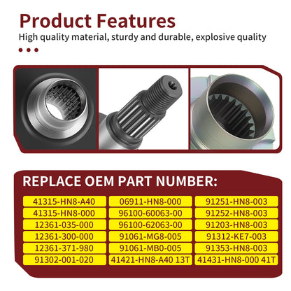 Rear Differential Gear Ring Pinion Joint Kit for Honda TRX680FA Rincon (2006–2023)