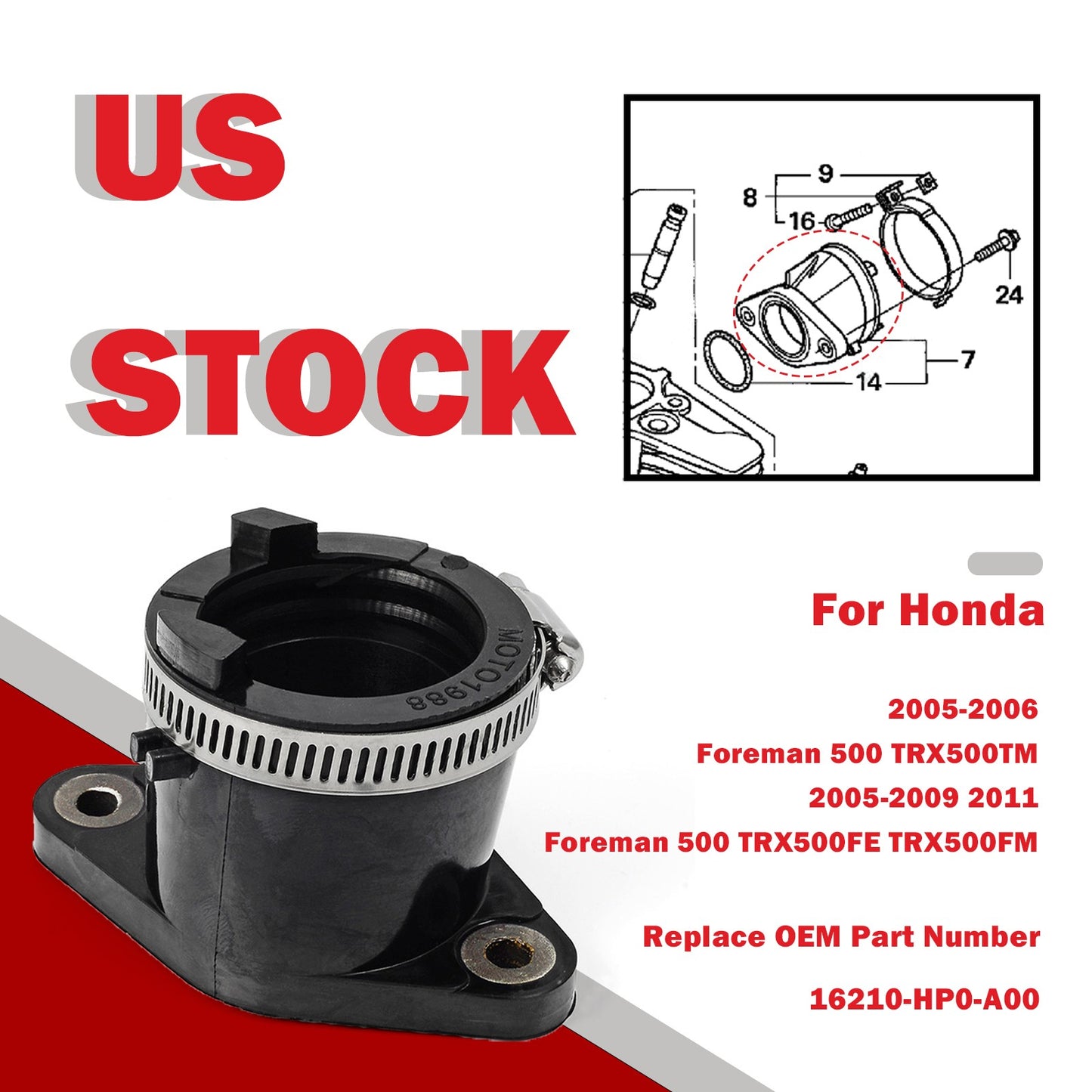 Intake Manifold Boot for Honda ATV TRX500 Foreman 500 (2005–2011)