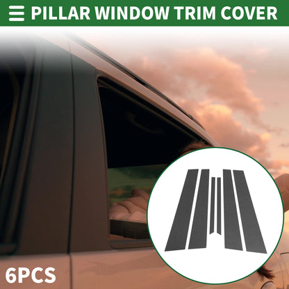 Set of 6 Door Pillar Window Trim for Honda Accord (2003–2007) Black Carbon Fiber