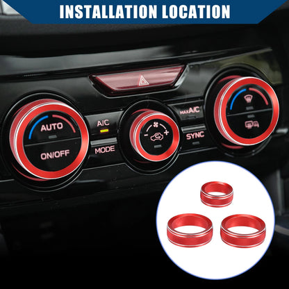 Set of 1 Air Conditioner Control Switch Knob Cover for Subaru Impreza (2017–2023) Red
