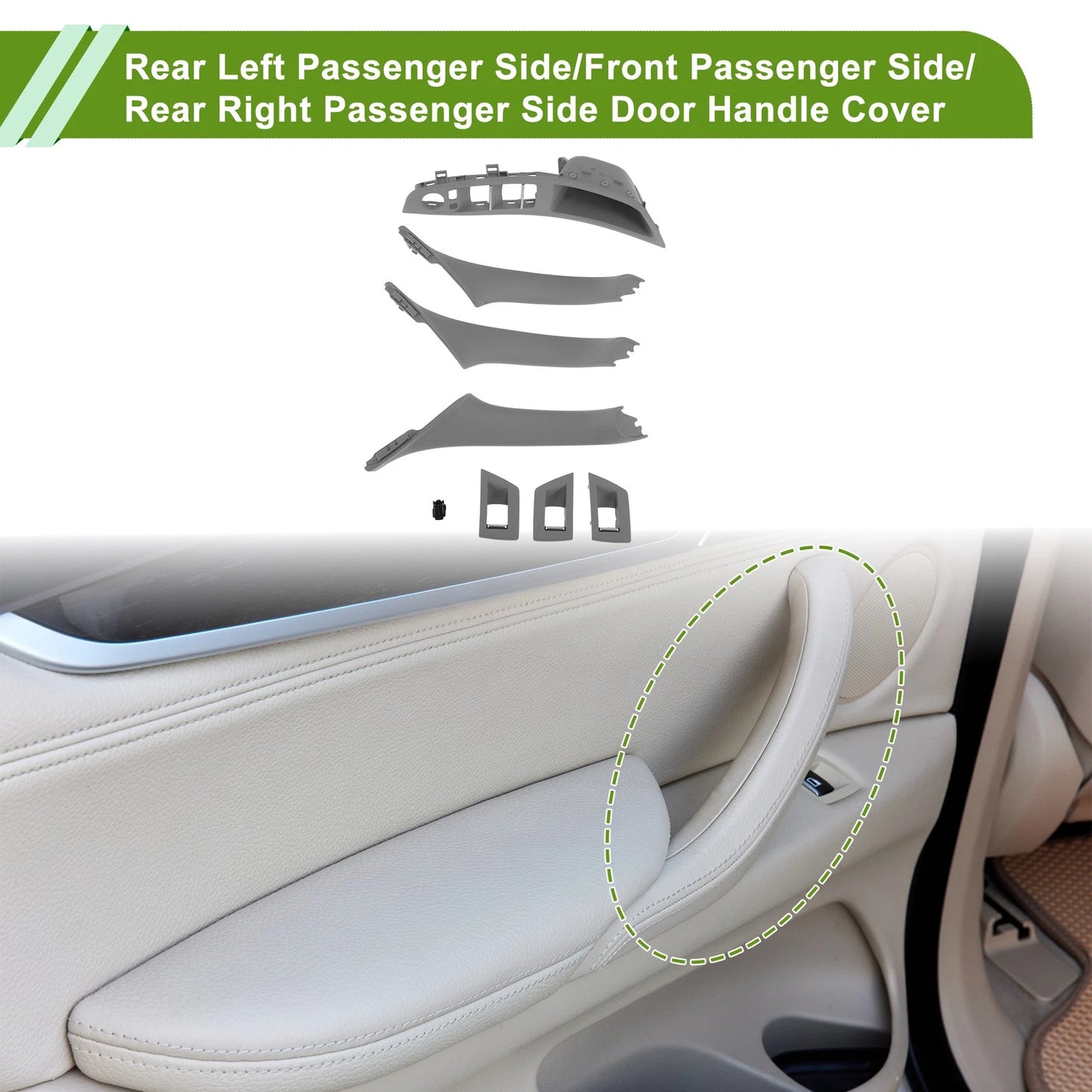 Door Panel Handle Pull Trim Cover for BMW 5 Series (2011–2016) Gray