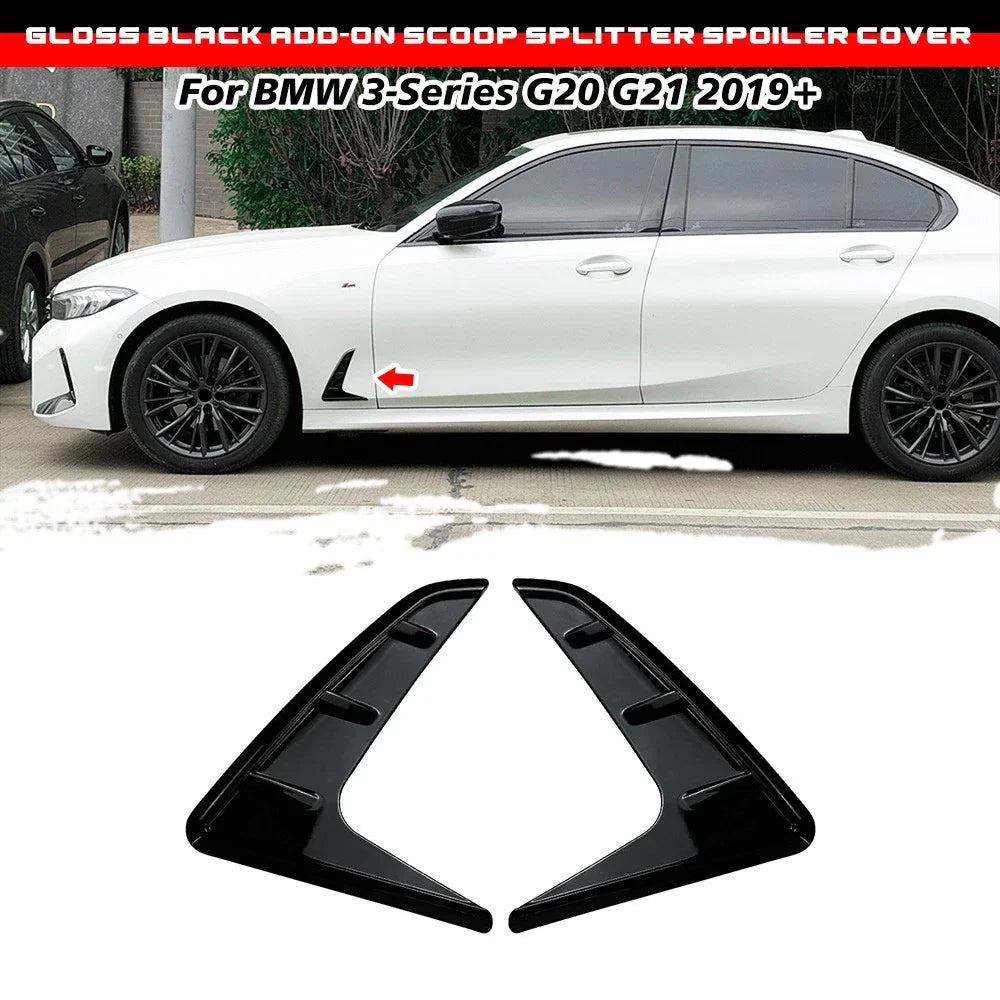 Gloss Black Add-On Side Fender Vent Duct Trims for BMW 3-Series G20 G21