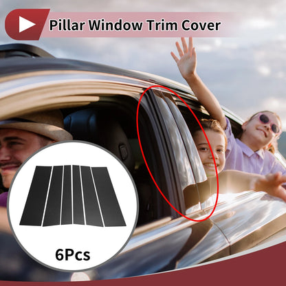 Door Pillar Window Trim for Nissan Serena (2016–2019) Black Carbon Fiber