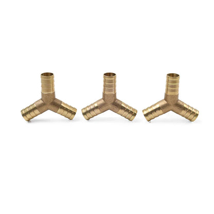 3 x Y-3 Way Brass Hose Barb Fitting for Fuel Water Gas Air Tubing Splicer