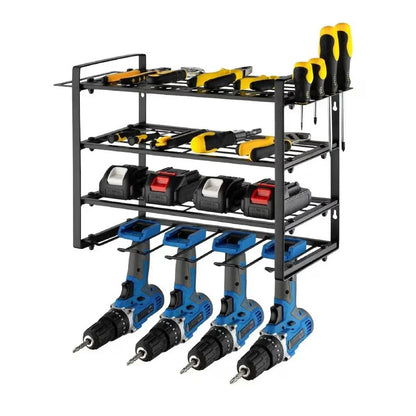 4 Layer Metal Power Tool Organizer Wall Mounted Storage Rack