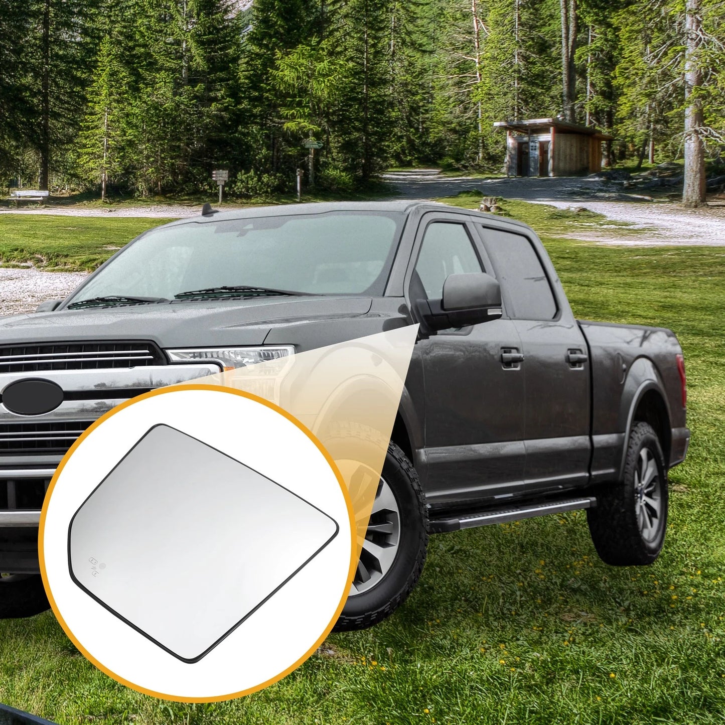 1 Pair Rear View Mirror Glass for Ford F-150 (2015–2020) No.FL3Z17K707AH/FL3Z17K707D