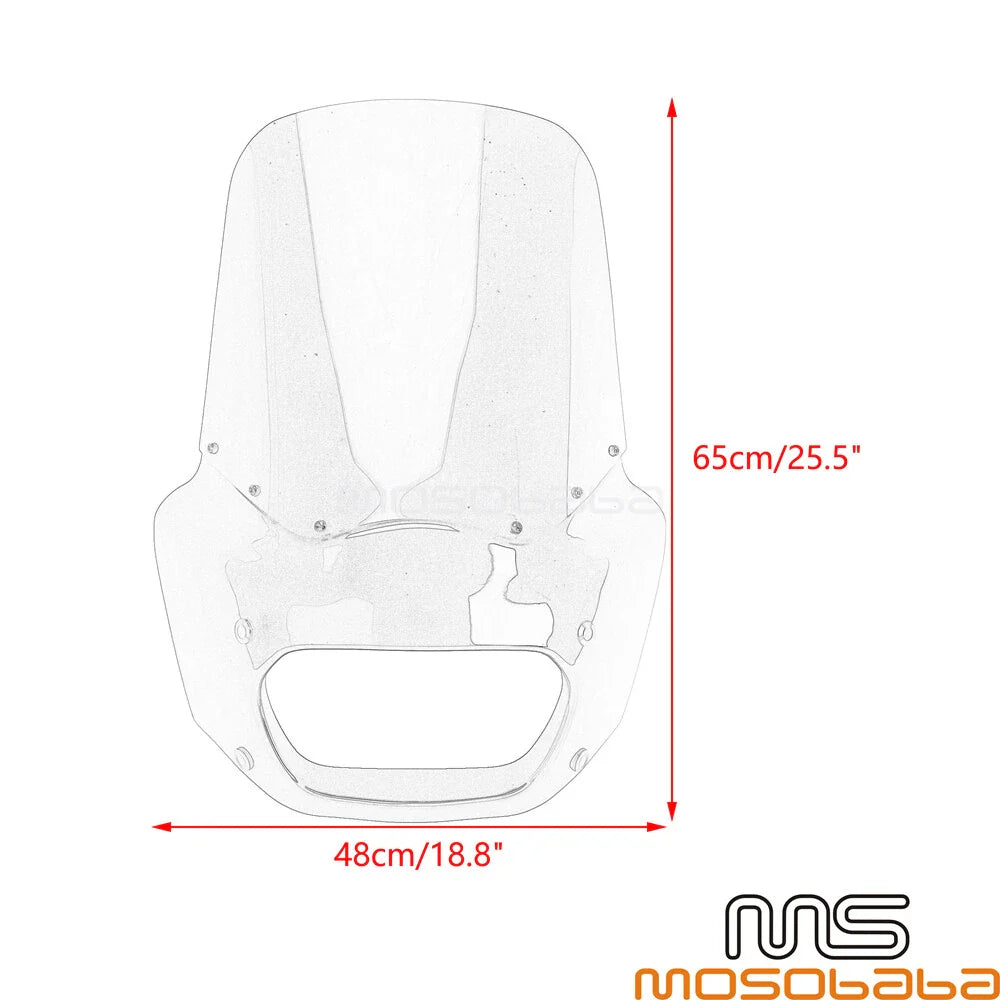 Headlight Fairing + Clear Windshield for Harley Softail Fat Bob (2018-2023)