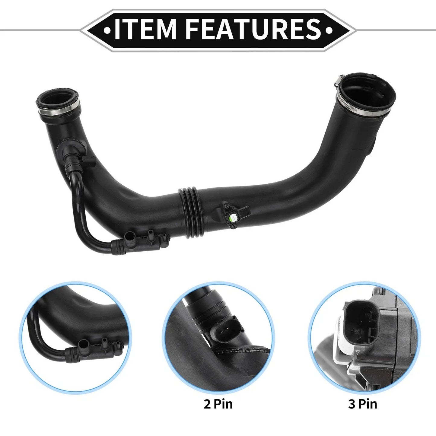 Intake Hose for Mercedes-Benz C-Class 2012-2015, Black, 2 x Compatible
