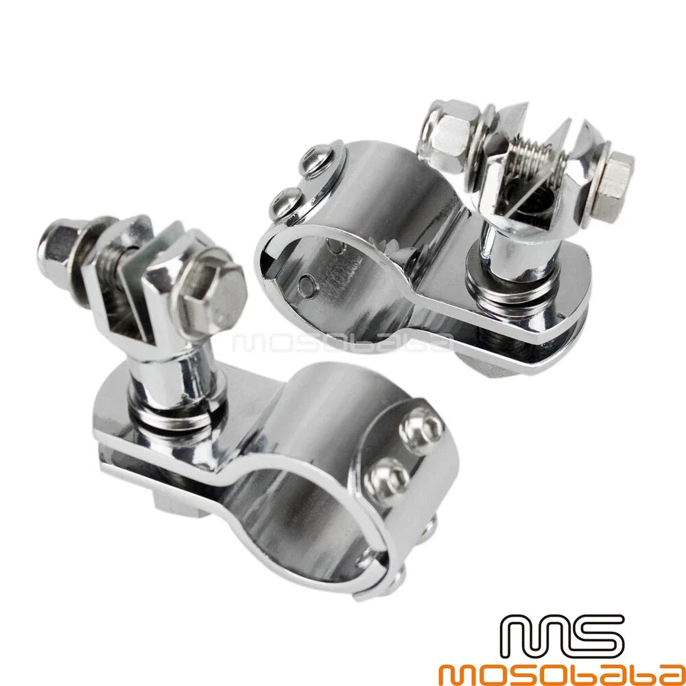 1-1/4" Chrome Engine Guard Crash Bar Mount Clamps for Harley
