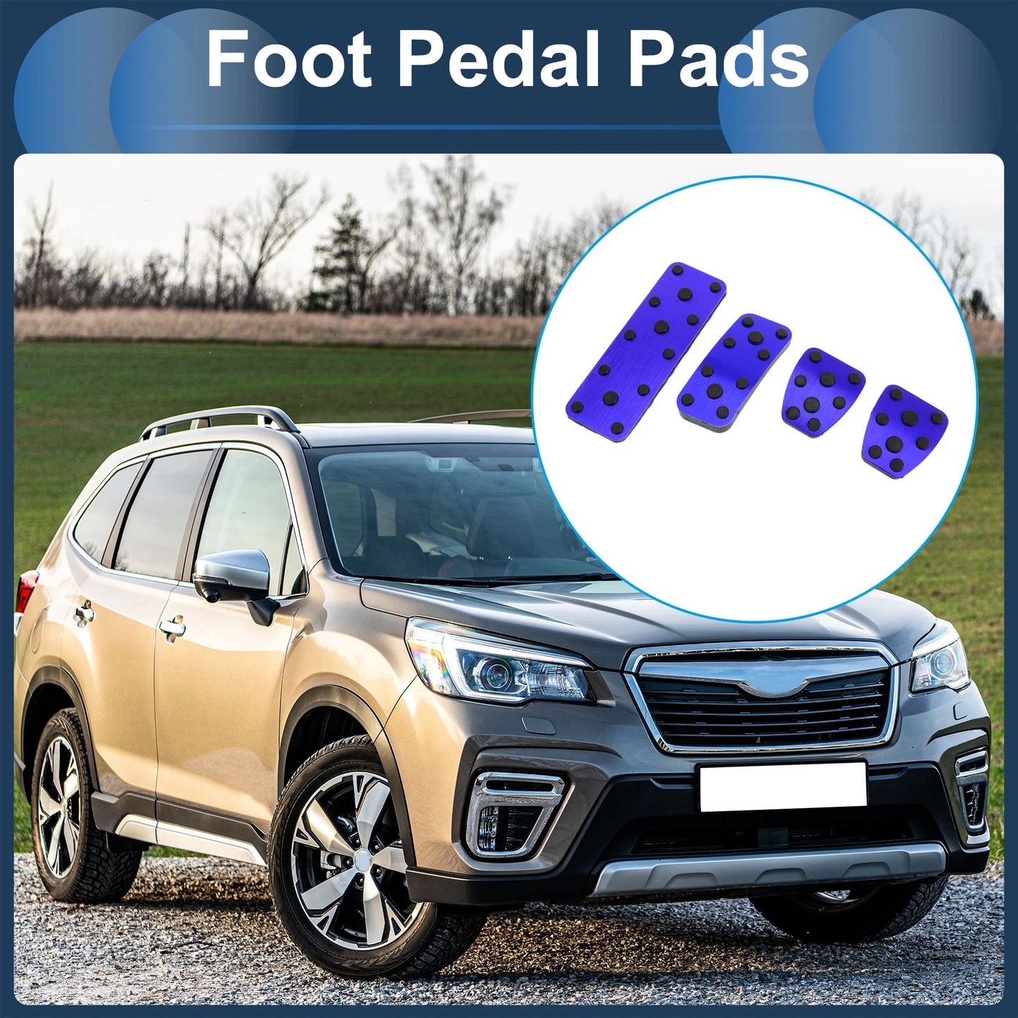 Set of 4 Foot Accelerator Pedal Covers for Subaru Forester (2006–2018) Blue