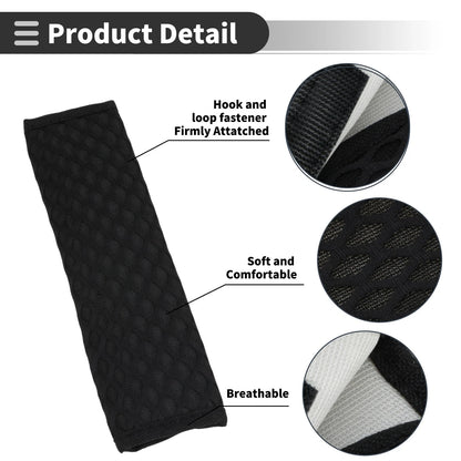 Set of 2 Black Seat Belt Cover Pads for Universal Fit (23cm)