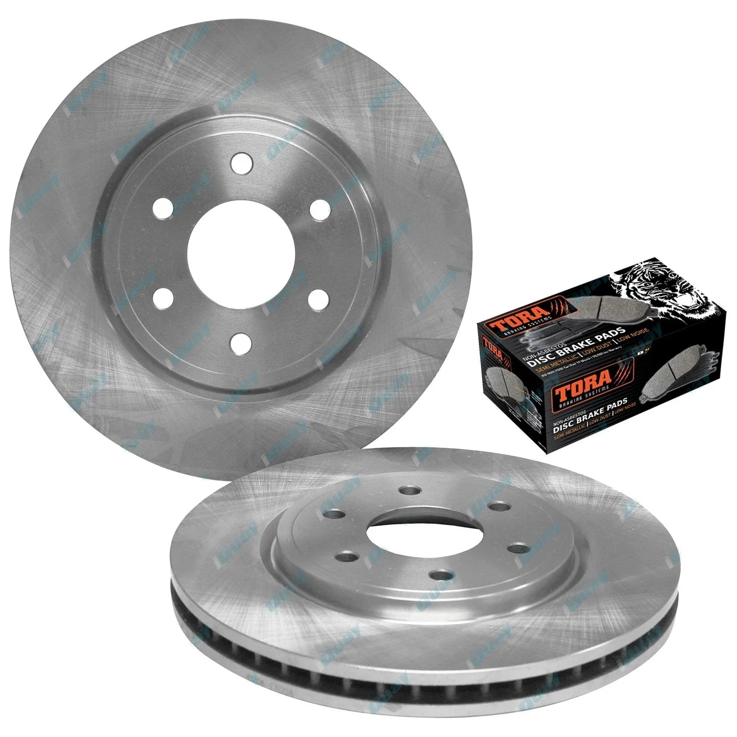 2 Front Disc Brake Rotors + Pads Set Navara D40 Ute 2wd 4x4 2005-12 16" Wheels