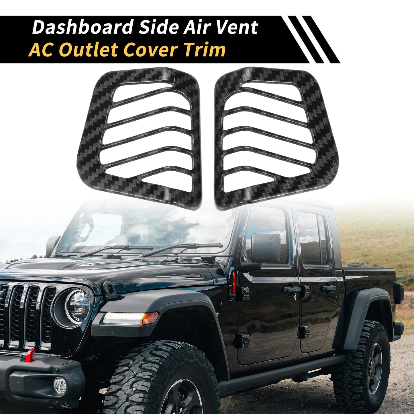 Dashboard Side Air Vent AC Outlet Cover for Jeep Wrangler JL JLU (2018–2024) Black