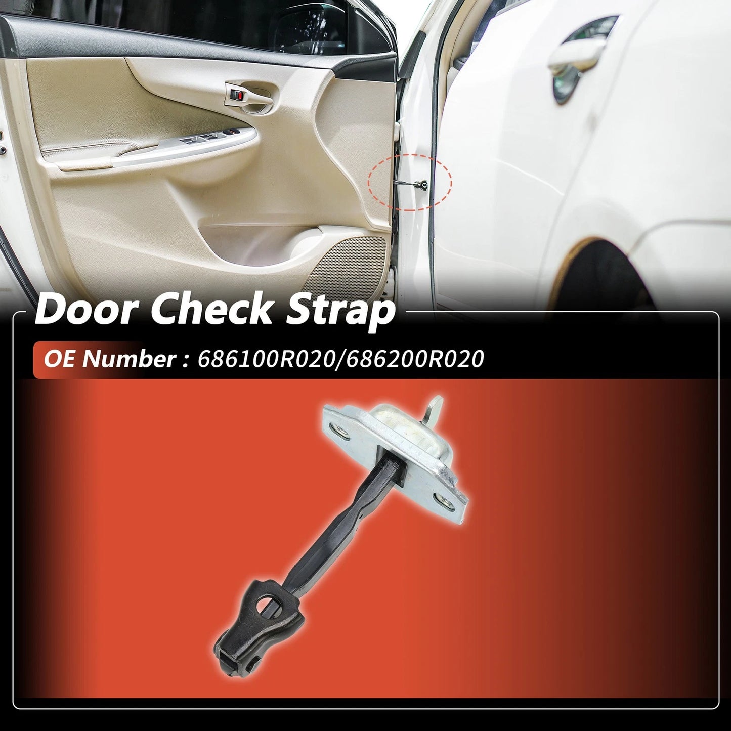Set of 2 Door Check Straps for Toyota RAV4 (2006–2015) 686100R020