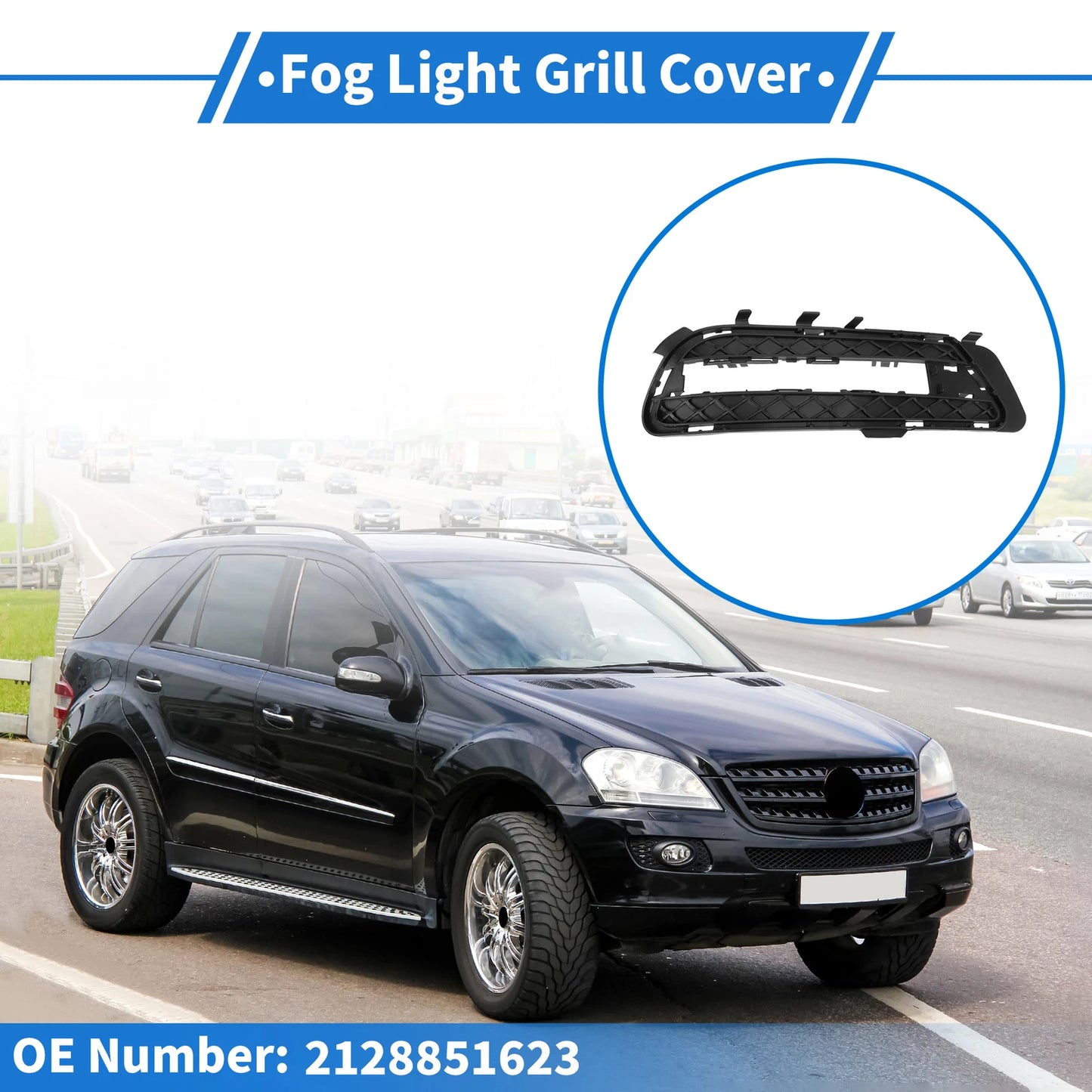 1 Pc Fog Light Grill for Mercedes-Benz E350 (2009–2016) No. 2128851623 Black