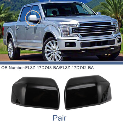 Pair of Mirror Cover Cap for Ford F-150 (2015–2020) FL3Z-17D743-BA Glossy Black