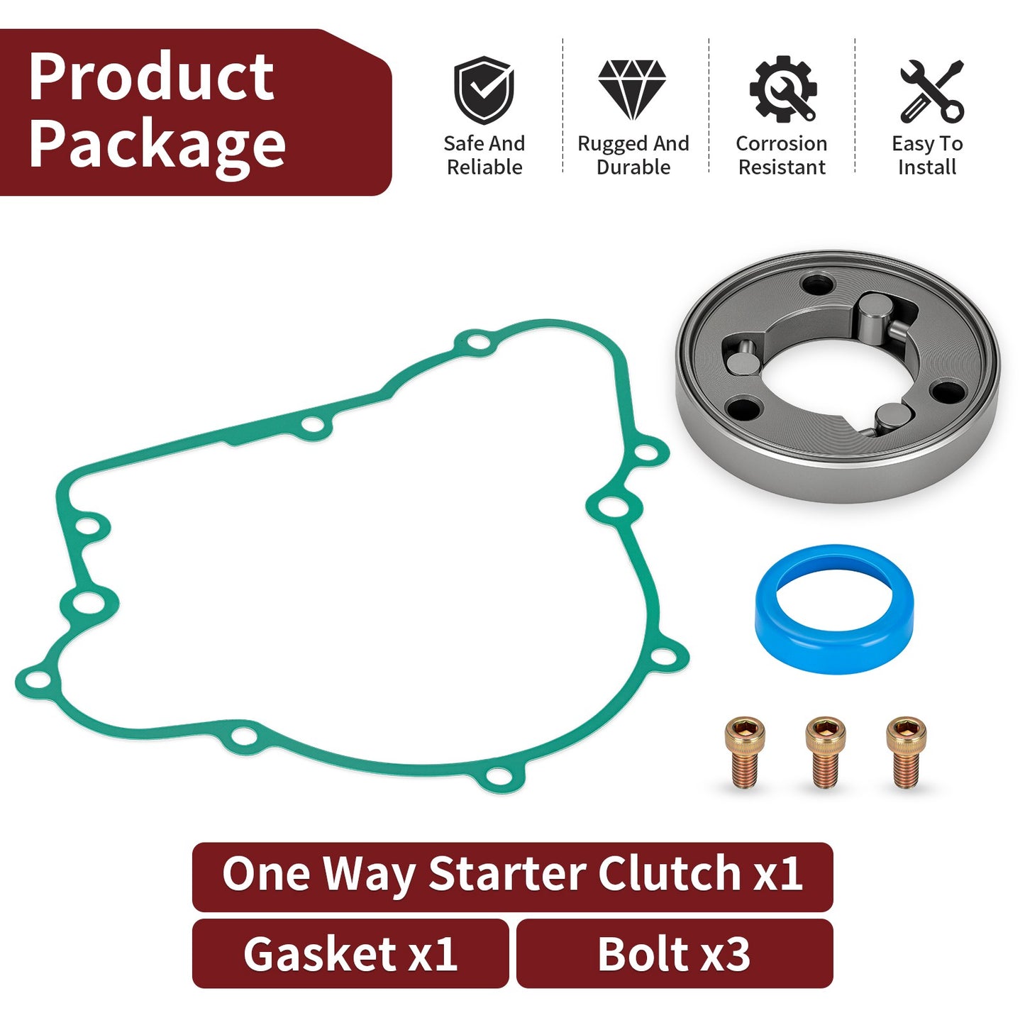 Starter Clutch One Way Bearing Gasket for Kawasaki Bayou 220 250 (1990–2004)