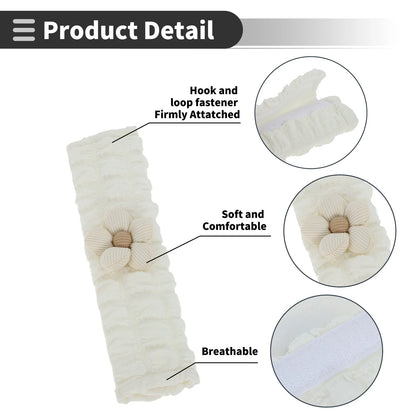 Set of 2 Beige Seat Belt Cover Pads for Universal Fit (24.5cm)